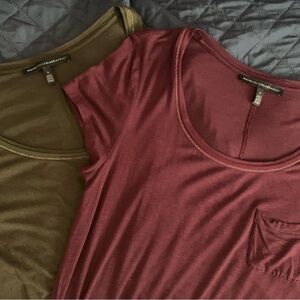 White House WHBM maroon and green soft tunic length tees